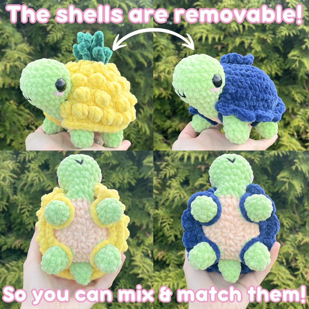 15-in-1 Land Turtle Dress Up Crochet Pattern Bundle: PDF Digital Download (With Removable Shells!)
